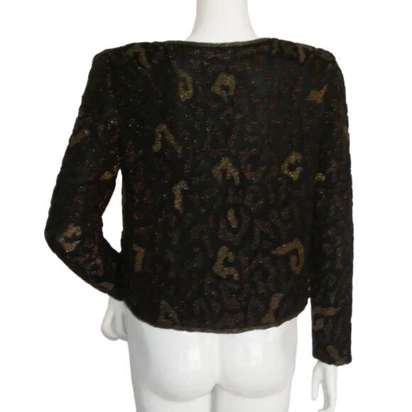 new STENAY Evening Jacket, S, Fully beaded, Leopard print, Black/Brown/Gold - Picture 5 of 13